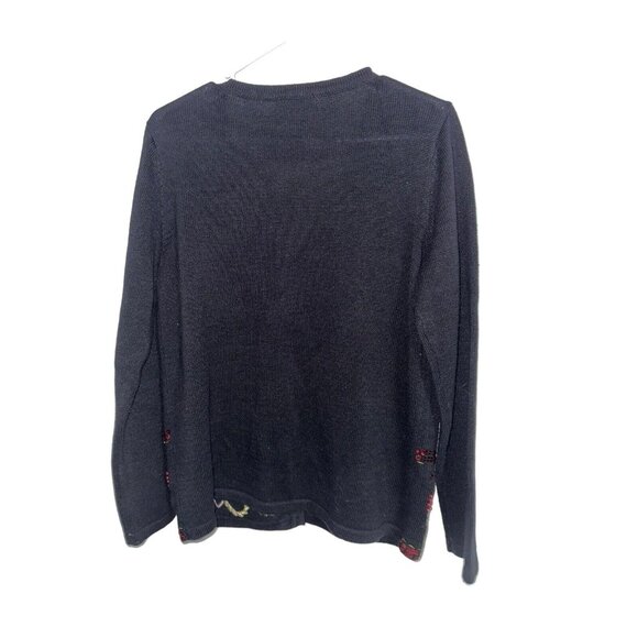 SML Design Womens Beaded Cardigan Sweater Sz M Ramie Cotton Blend Holiday - Picture 2 of 6